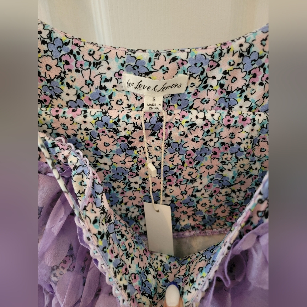 NWT For Love & Lemons Purple Villegas Mesh Dress Size S - Picture 9 of 9